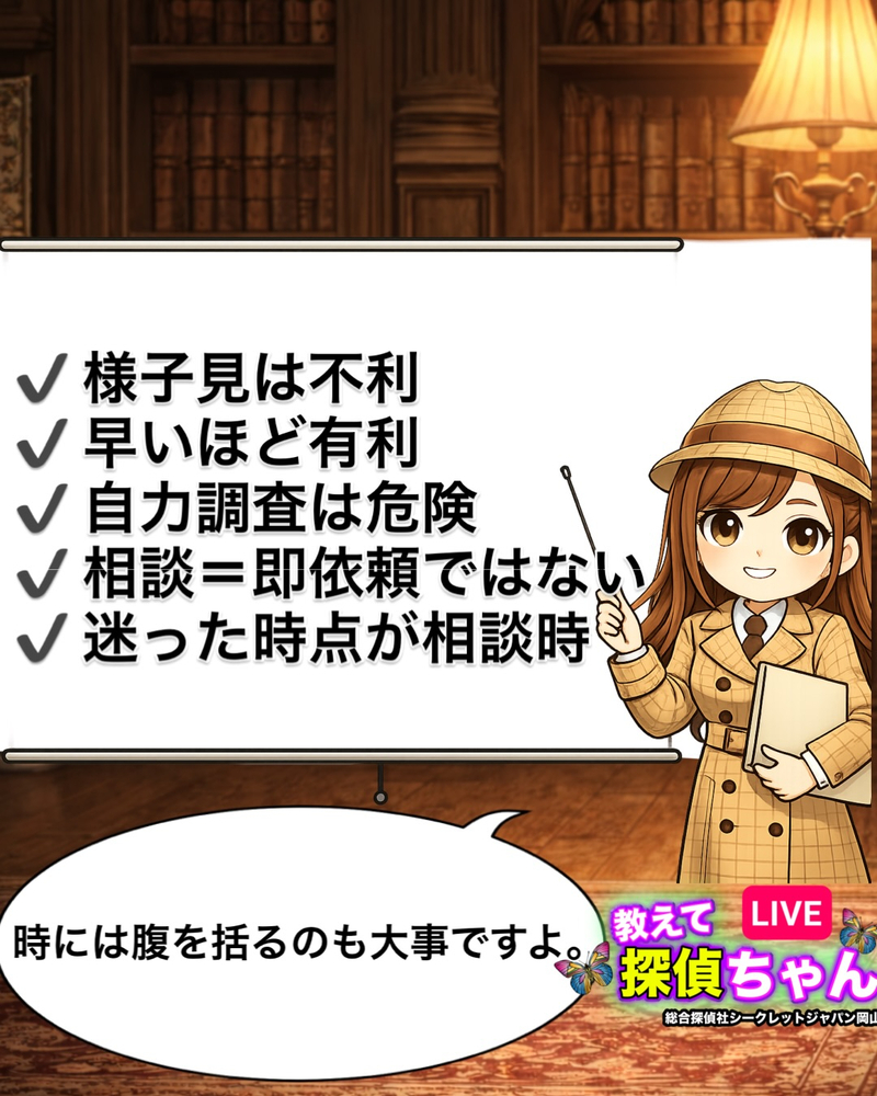 浮気調査のご相談で非常に多いのが、「もっと早く相談すればよか